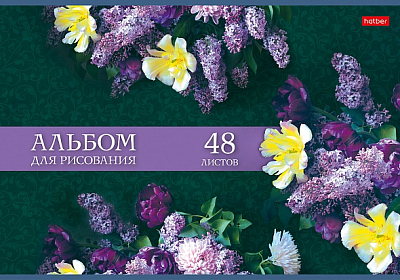 Альбом для рисования "Hatber", 48л, А4, на скобе, серия "Роскошные цветы"