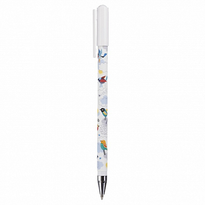 Ручка шариковая "Hatber Birds", 0,7мм, синяя, чернила на масляной основе, цветной корпус с рисунком