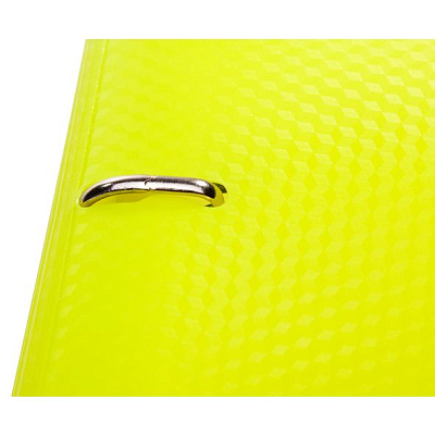 Тетрадь "Hatber", 120л, А5, клетка, на 4-х кольцах, пластиковая обложка, на резинке, серия "Diamond Neon - Жёлтая"