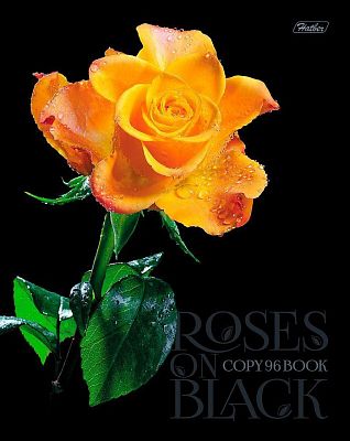 Тетрадь "Hatber", 96л, А5, клетка, 3D лак и фольга, ламинация, на скобе, серия "Roses on Black"