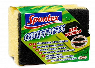 Губка для мытья посуды "Spontex Griffmax", жёлто-чёрная, 1 штука в упаковке