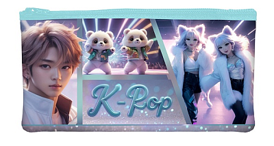 Пенал "Hatber", 205х110мм, мягкий, на молнии, серия "K-Pop Music"