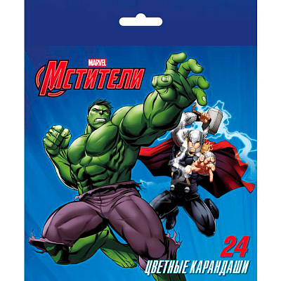 Карандаши "Hatber VK", 24 цвета, серия "Мстители", в картонной упаковке