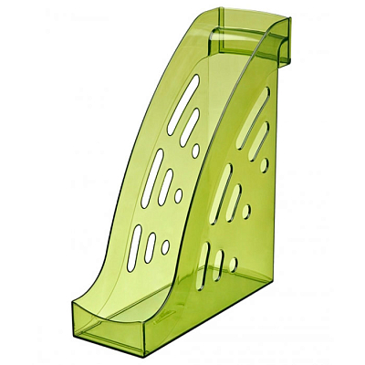 Лоток пластиковый вертикальный для документов А4 "Стамм Торнадо", 300x255x95мм, тонированный, светло-зелёный