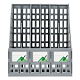 Лоток пластиковый вертикальный для документов А4 "Стамм", 295x250x245мм, 4 отделения, сетчатый, сборный, серый