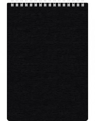 Блокнот "Hatber", 80л, А5, клетка, пластиковая обложка, на гребне, серия "Wood", чёрный