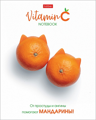 Тетрадь "Hatber", 48л, А5, клетка, лак, на скобе, серия "Vitamin C"