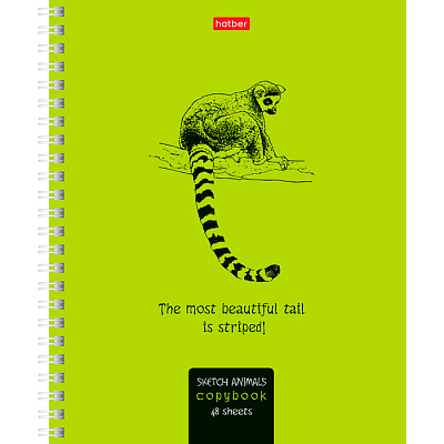 Тетрадь "Hatber", 48л, А5, клетка, на гребне, серия "Drawing Animals"