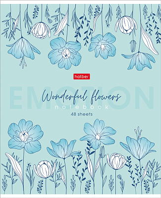 Тетрадь "Hatber", 48л, А5, клетка, тиснение, на скобе, серия "Wonderful Flowers"