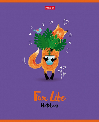 Тетрадь "Hatber", 48л, А5, клетка, лак, на скобе, серия "Funny Fox"
