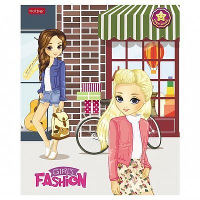 Тетрадь "Hatber", 48л, А5, клетка, на скобе, серия "Fashion Girl 4D"