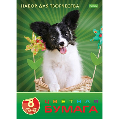 Набор цветной бумаги "Hatber Eco", 8л, 8цв, А4, 195x280мм, на скобе, серия "Любимец"