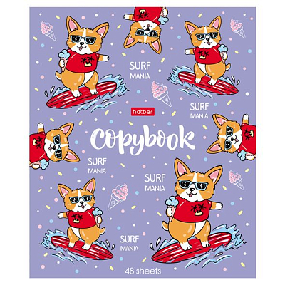 Тетрадь "Hatber Eco", 48л, А5, клетка, на скобе, серия "Забавные корги"