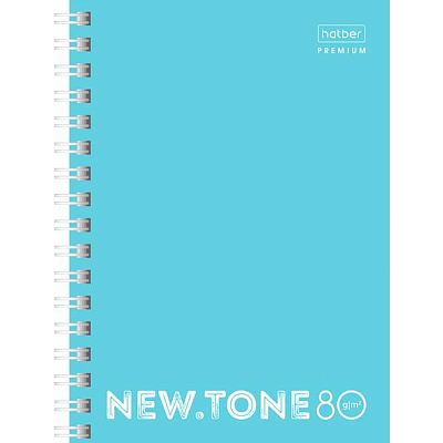 Записная книжка "Hatber Premium", 80л, А6, клетка, ламинация, на гребне, серия "NewTone Pastel - Незабудка"