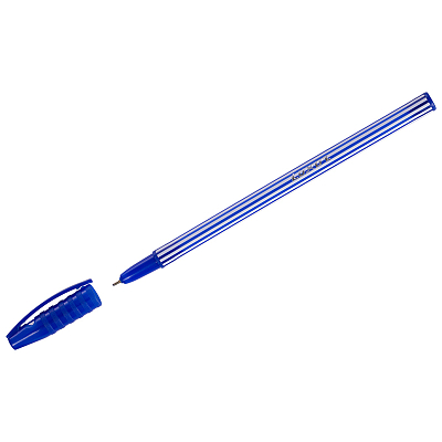 Ручка шариковая "Luxor Stripes", 0,55мм, синяя, чернила на масляной основе, бело-синий полосатый корпус