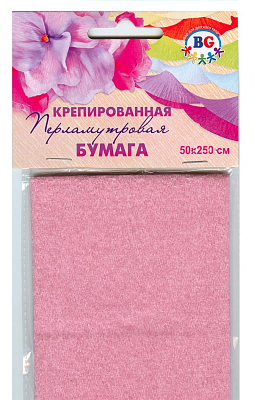 Бумага цветная крепированная перламутровая "BG", 50x250см, сиреневая, в пакете