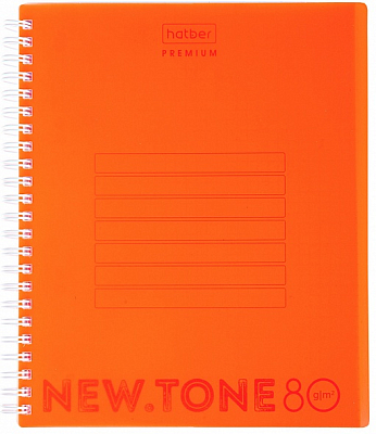 Тетрадь "Hatber Premium", 80л, А5, клетка, пластиковая обложка, на гребне, серия "NewTone Neon - Orange"