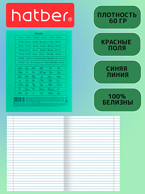 Комплект тетрадей "Hatber", 12л, А5, 60гр/м2, линия, на казахском языке, на скобе, серия "Зелёная", 20шт в наборе