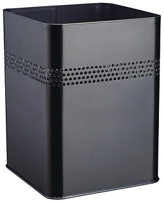 Корзина металлическая для мусора "Durable", 18,5, квадратная, перфорированный верх, черная