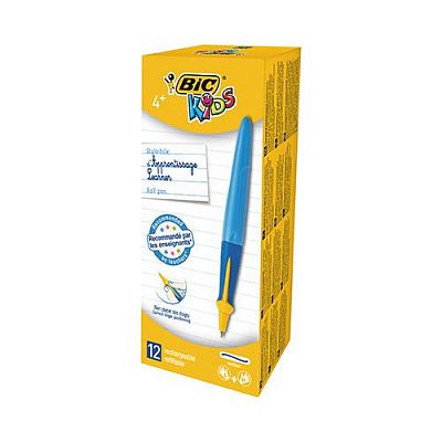 Ручка шариковая Bic Kids Twist обучающая для мальчиков, 1,00мм, синяя, 12 штук в упаковке