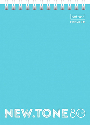 Блокнот "Hatber Premium", 80л, А6, клетка, ламинация, перфорация на отрыв, на гребне, серия "NewTone Pastel - Незабудка"