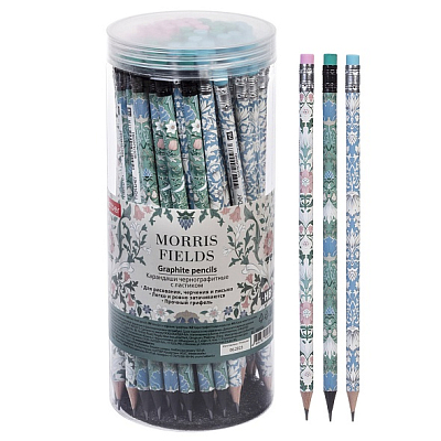 Карандаш чернографитный "Hatber Morris HB", 2мм, заточенный, круглый корпус, с ластиком