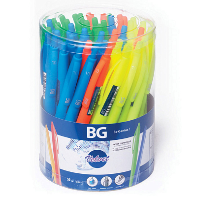 Ручка шариковая автоматическая "BG Velvet Ultra G", 1мм, синяя, цветной корпус