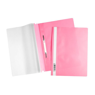Папка-скоросшиватель пластиковая "Hatber", А4, 120/160мкм, прозрачный верх, розовая
