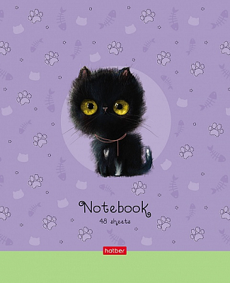 Тетрадь "Hatber", 48л, А5, клетка, на скобе, серия "Кошарики"