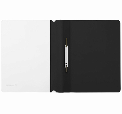 Папка-скоросшиватель пластиковая "Brauberg", А4, 130/180 мкм, 100л, прозрачный верх, чёрная
