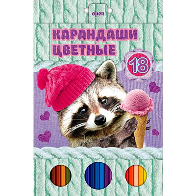 Карандаши "Hatber VK", 18 цветов, серия "Милашки", в картонной упаковке