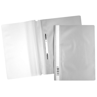 Папка-скоросшиватель пластиковая "Hatber", А4, 120/160мкм, прозрачный верх, серая
