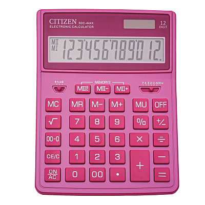 Калькулятор настольный "Citizen", SDC-444XRPKE, 12-разрядный, 155x204x33мм, розовый