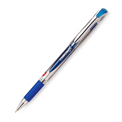Ручка шариковая "Uni-Max ChromX", 0,7мм, синяя, прозрачный корпус