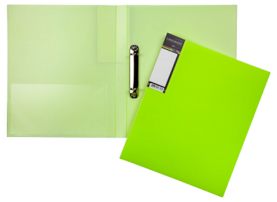 Папка пластиковая "Hatber HD", А4, на 2-х кольцах, 700мкм, корешок 25мм, серия "Diamond Neon - Зелёная"