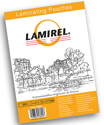 Плёнка для ламинирования "Lamirel", А5, 125мкм, 100шт в упаковке