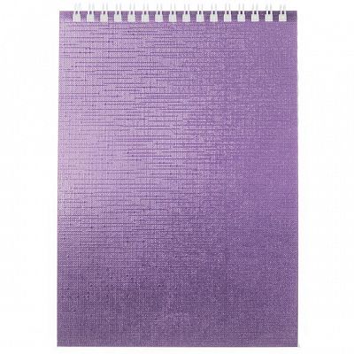 Блокнот "Hatber", 80л, А5, клетка, обложка бумвинил, на гребне, серия "Metallic - Фиолетовый"