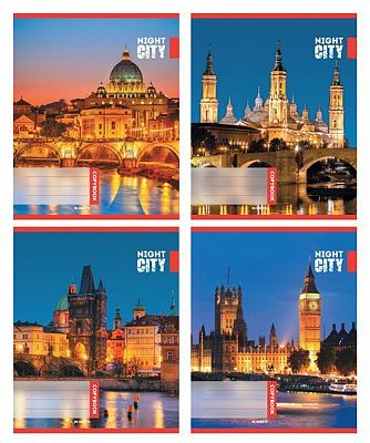 Тетрадь общая "BG", 96л, А5, клетка, на скобе, серия "Night City"