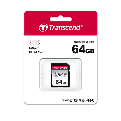 Карта памяти SD 64GB Class 10 U3 Transcend TS64GSDC300S