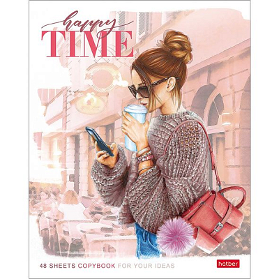 Тетрадь "Hatber Eco", 48л, А5, клетка, ламинация, на скобе, серия "Happy Time"