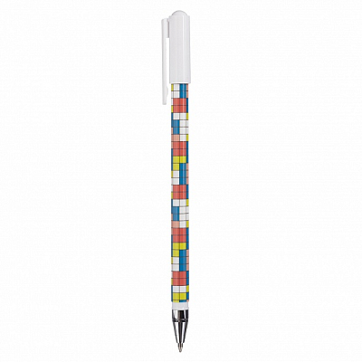 Ручка шариковая "Hatber Cubes", 0,7мм, синяя, чернила на масляной основе, цветной корпус с рисунком