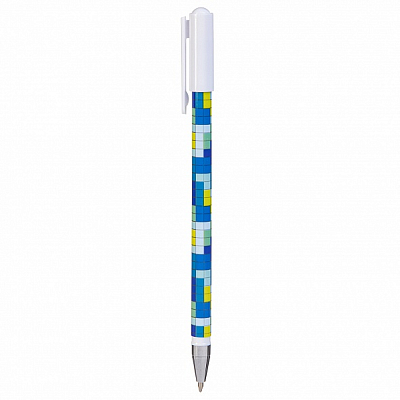 Ручка шариковая "Hatber Cubes", 0,7мм, синяя, чернила на масляной основе, цветной корпус с рисунком