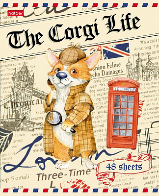 Тетрадь "Hatber", 48л, А5, клетка, на скобе, серия "Корги-Life"