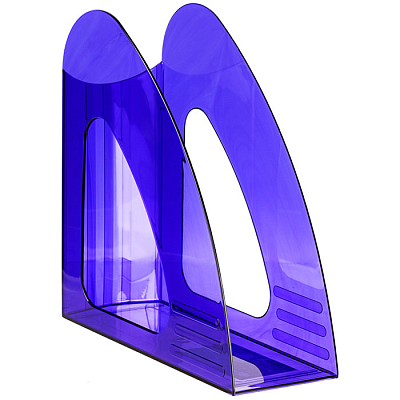 Лоток пластиковый вертикальный для документов А4 "OfficeSpace Colorful", 235x90x240мм, тонированный, синий