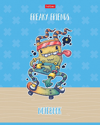 Тетрадь "Hatber", 40л, А5, клетка, на скобе, серия "Freaky Friends"