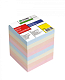 Блок бумаги для заметок "Стамм", 8x8x8см, 4 цвета, непроклеенный, в плёнке