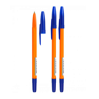 Ручка шариковая "Стамм 511", 1мм, синяя, чернила на масляной основе, оранжевый корпус