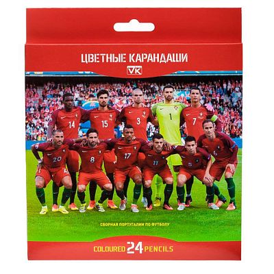 Карандаши "Hatber VK", 24 цвета, серия "Футбол", в картонной упаковке