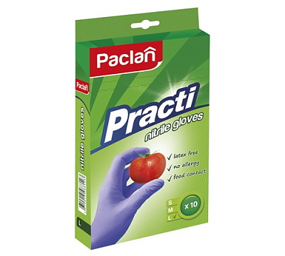 Перчатки нитриловые "Paclan Practi", L - размер, синие, 10 шт. в упаковке