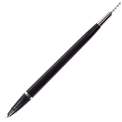 Ручка шариковая настольная "Brauberg", 0,5мм, синяя, чёрный корпус, на подставке, с цепочкой
